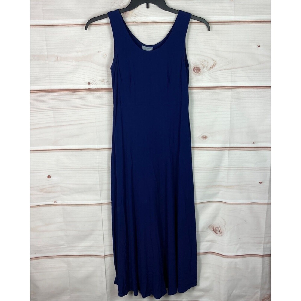 Rabbit Designs Vintage Dress Womens 6 Blue Maxi Tank Scoop Neck Sleeveless Solid